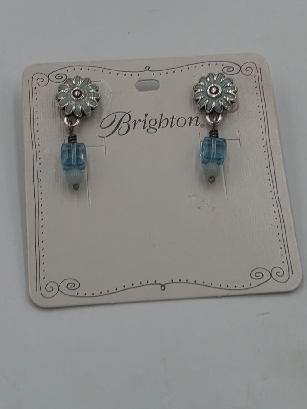 Brighton Cote D'azure Silver and Blue Flower Drop Earrings